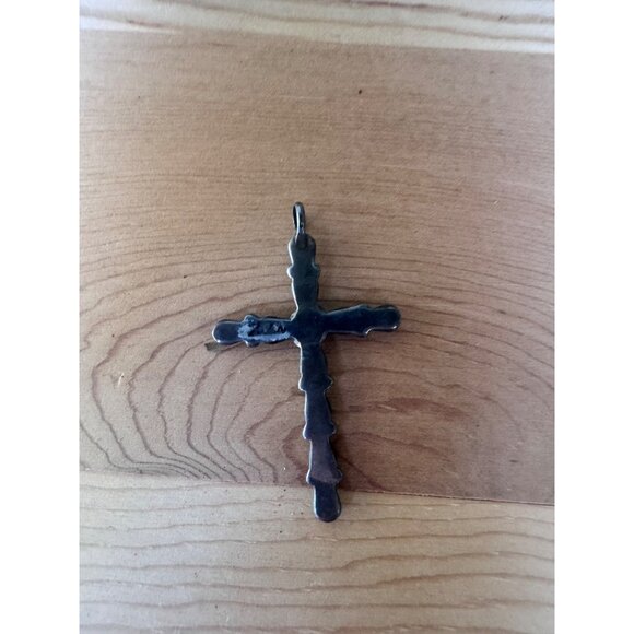 Zuni Sterling Silver Turquoise Cross Pendant - Picture 4 of 11